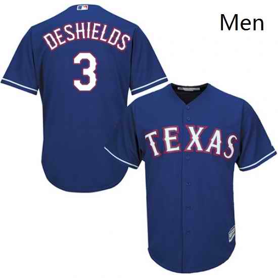 Mens Majestic Texas Rangers 3 Delino DeShields Replica Royal Blue Alternate 2 Cool Base MLB Jersey